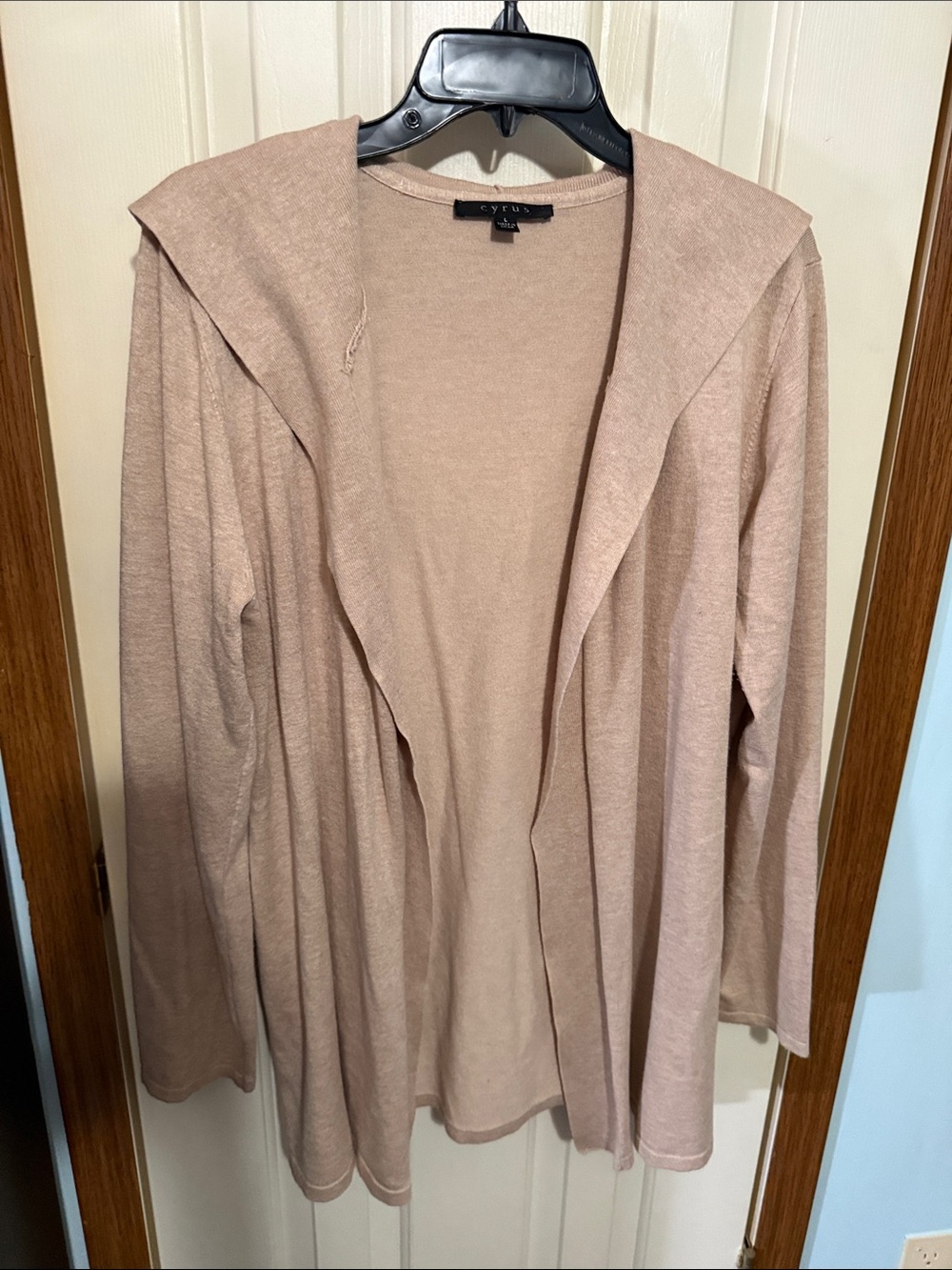 Cyrus Hooded Open-Front Cardigan in Blush size Large